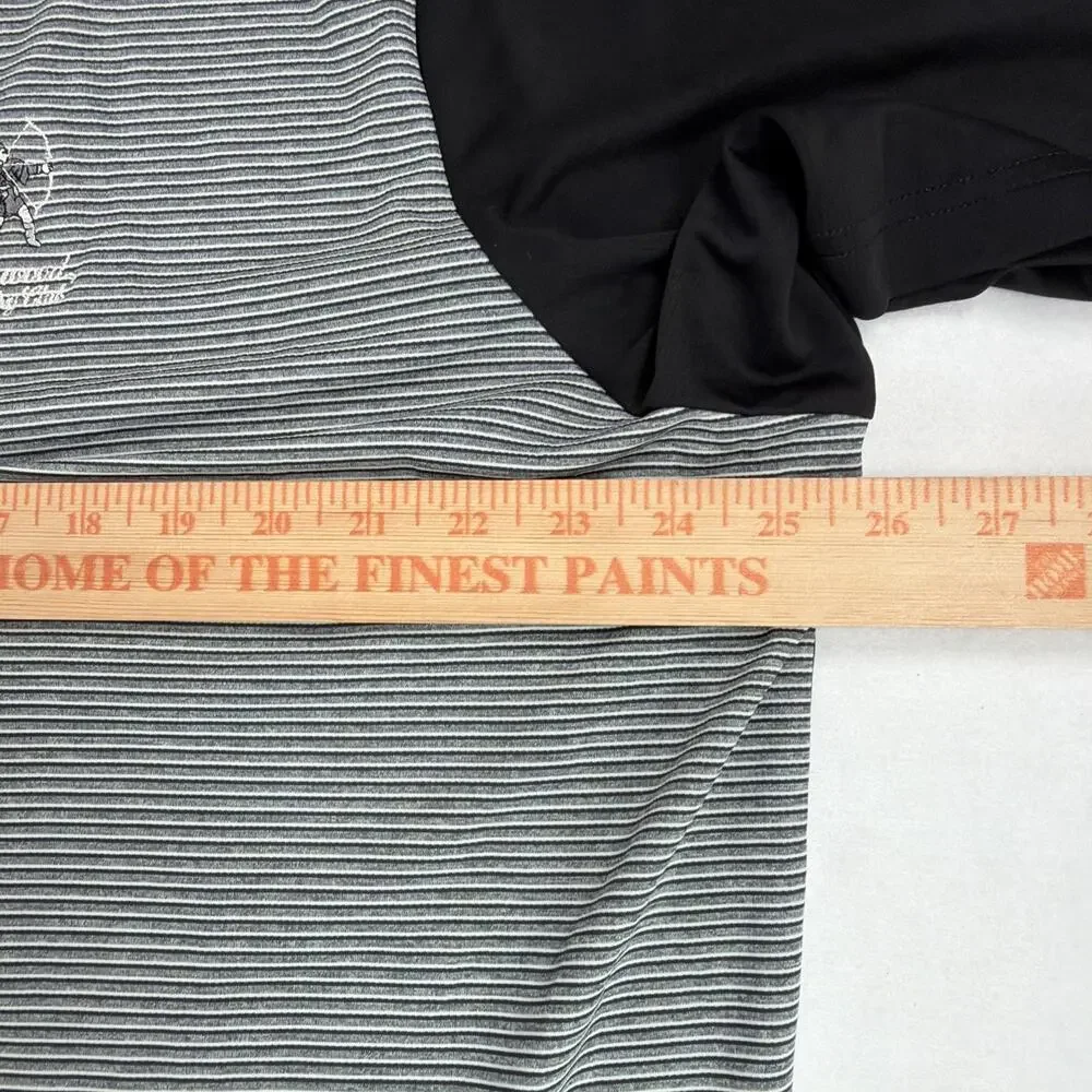Adidas Climachill Golf Polo Mens XL Black Gray Striped Sherwood Country Club